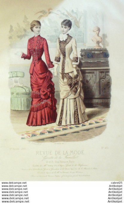 Gravure Mode La Gazette 1880 # 451 (Old Fashion plate)