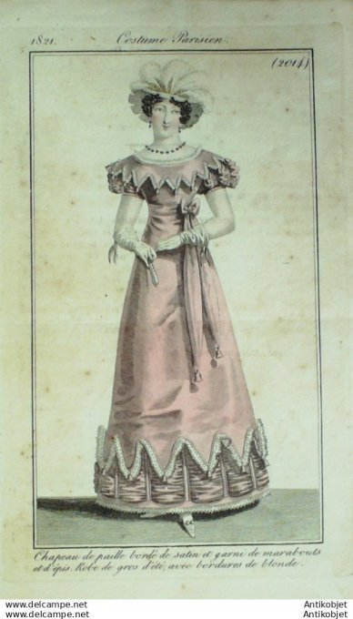 Gravure Mode Costume Parisien 1821 # 2014 (eau forte old Fashion plate
