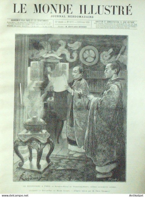 Le Monde illustré 1891 n°1770 Japon Koïdzumi-Riutaï Groenland Algérie Biskra Wellington Barracks