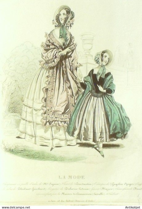 Gravure La mode 1841 # 35 (aquarelle old Fashion plate)