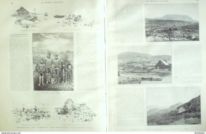 Le Monde illustré 1891 n°1770 Japon Koïdzumi-Riutaï Groenland Algérie Biskra Wellington Barracks