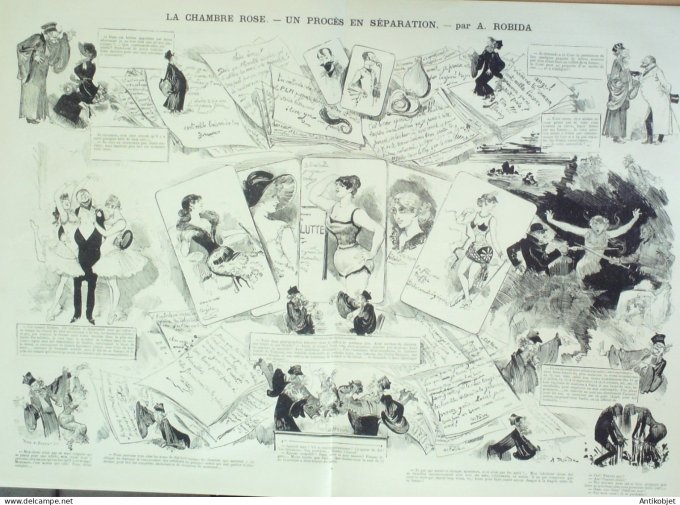 La Caricature 1883 #167 Procès en séparation Chambre rose Robida névroses Trock Draner