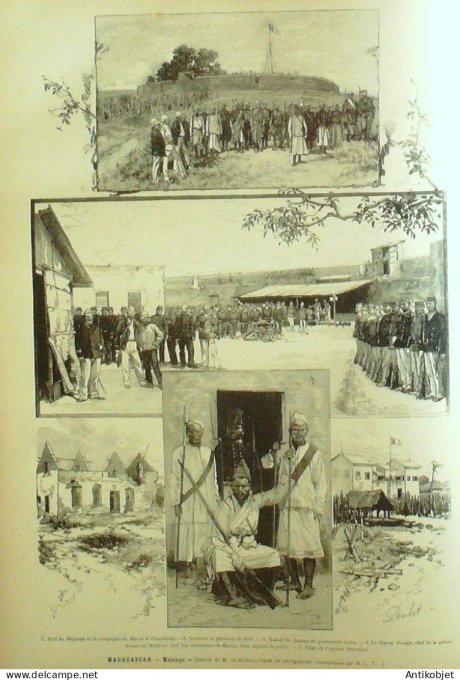 Le Monde illustré 1884 n°1443 Tonkin Lochuau Madagascar Majunga Sakalaves Soudan insurgés de Mahdi