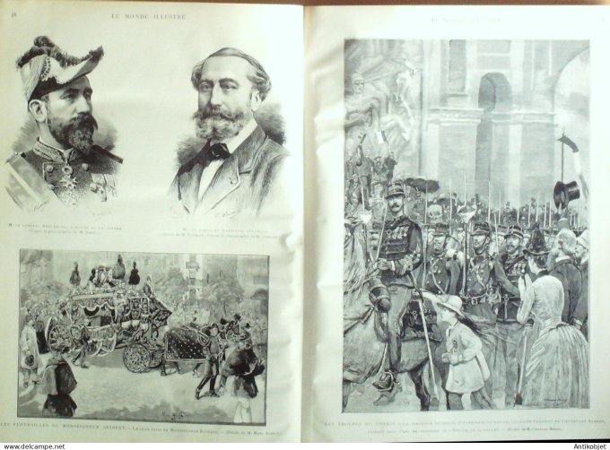 Le Monde illustré 1886 n°1530 Chine Tonkin troupe Longchamps (92) Mgr Guibert