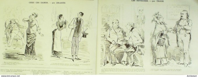 La Caricature 1883 #167 Procès en séparation Chambre rose Robida névroses Trock Draner