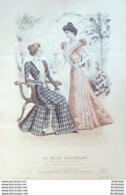 Gravure Mode illustree 1899 #  9 (Old Fashion plate) rare