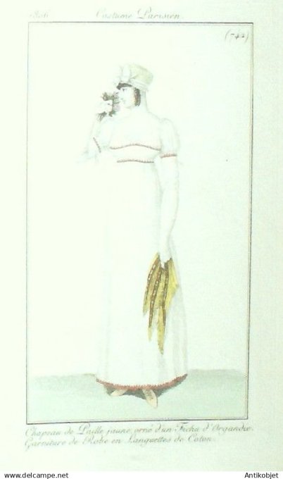 Costume Parisien 1806 # 742 (eau forte) Garniture de robe en languettes