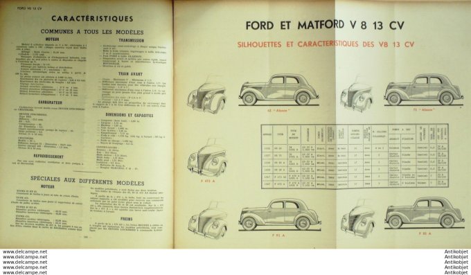 R.T Automobile Ford et MatFord V8 13cv 37 # 1949