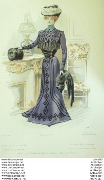 Gravure Mode La Gazette 1899 # 49 (Old Fashion plate)