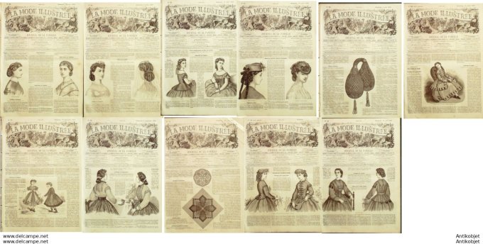 Mode illustree 1865 Lot de 11 journaux
