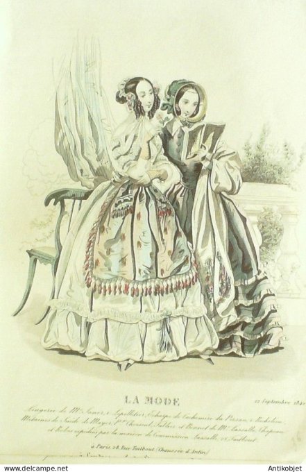 Gravure La mode 1840 # 36 (aquarelle old Fashion plate)