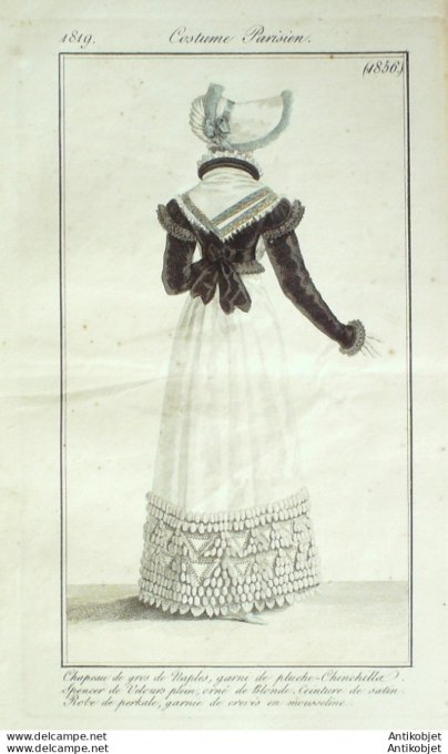 Costume Parisien 1819 # 1856 Chinchilla  Robe perkale garnie