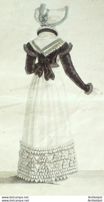 Costume Parisien 1819 # 1856 Chinchilla  Robe perkale garnie