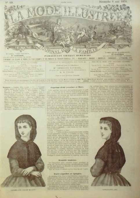 Journal Mode illustrée 1870 # 19 Capeline d'été