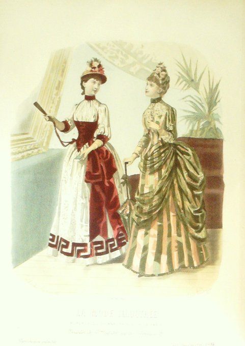 Gravure de mode La Mode illustrée 1886 n°19 Travestissements (Maison Gradoz)