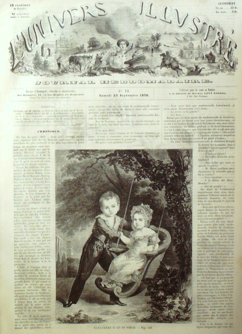 L'Univers illustré 1858 #  19 Alexandre II Inde Nana-Sahib Moravie lac Okanagan