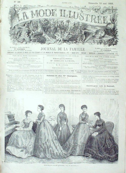Journal Mode illustrée 1868 # 19 Toilettes d'intérieur