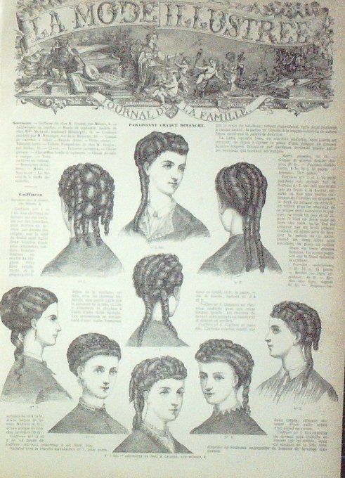 Journal Mode illustrée 1869 # 19 Coiffures 