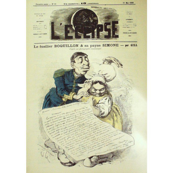 L'Eclipse 1868 n°19 FUSILIER BOQUILLON n°PAYSE SIMONE n°André GILL