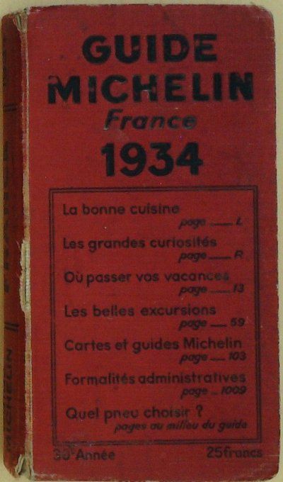 Guide rouge MICHELIN 1934 30ème édition France