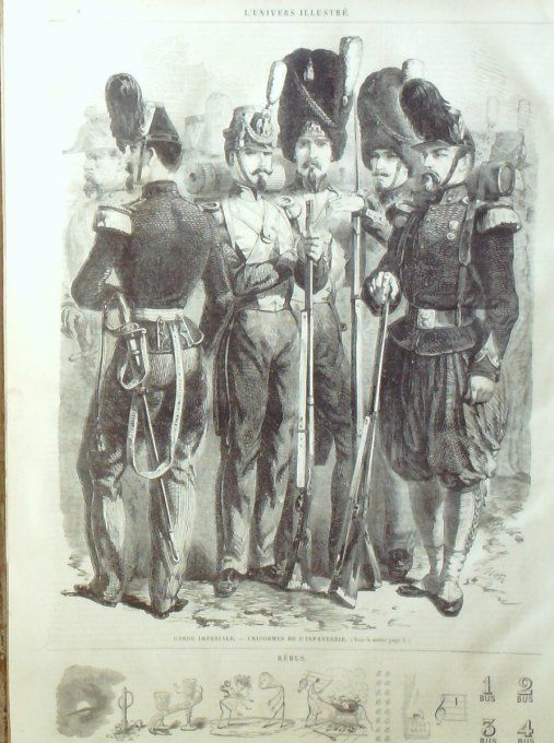 L'Univers illustré 1858 n° 1 Italie Venise Infanterie Garde Impériale uniformes