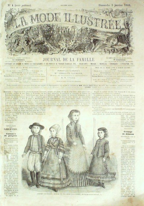 Journal Mode illustrée 1868 #  1 Costumes de poupées