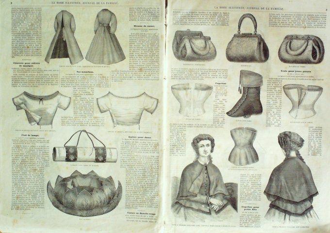 Journal Mode illustrée 1868 #  1 Costumes de poupées