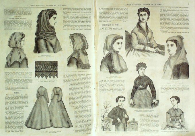 Journal Mode illustrée 1868 #  1 Costumes de poupées