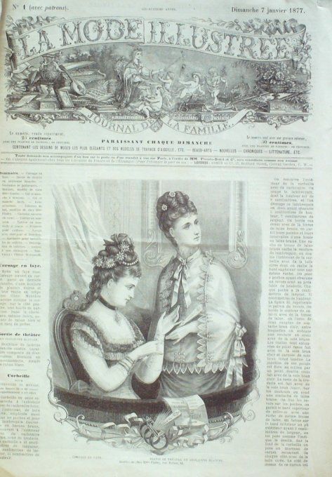 Journal Mode illustrée 1877 #  1 Corsage en faye sortie de théâtre 