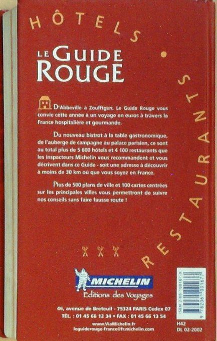 Guide rouge MICHELIN 2002 95ème édition France