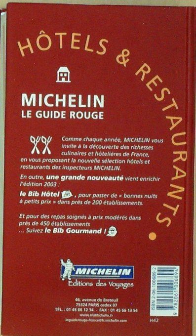 Guide rouge MICHELIN 2003 96ème édition France