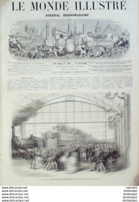 Le Monde illustré 1866 n°480 Italie Milan Plaisance Angleterre Cambridge Suède Stockholm Suisse Gene