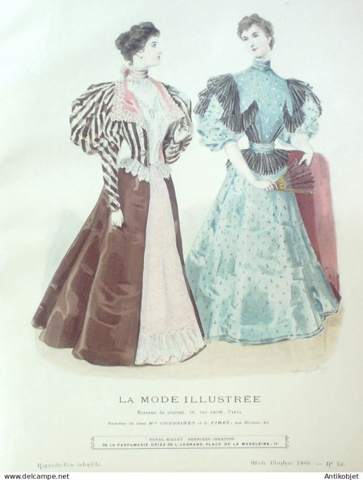 Gravure Mode illustree 1896 # 16 (Old Fashion plate) RARE