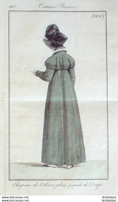 Gravure de mode Costume Parisien 1817 n°1623 Carrick de drap