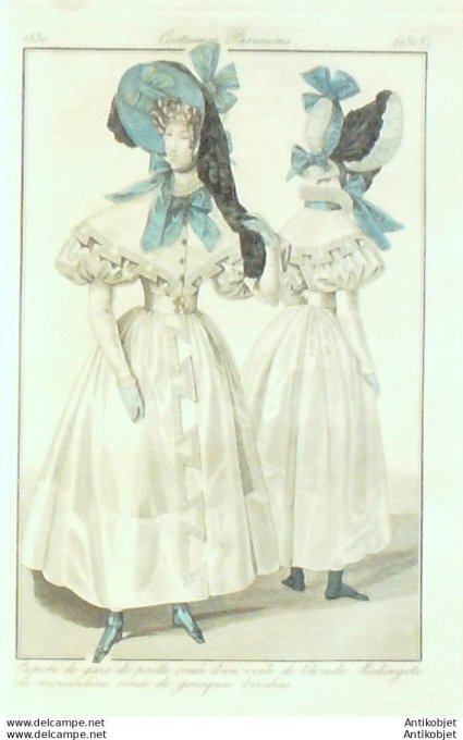 Costume Parisien 1830 # 2808 Redingote de mousseline ornée