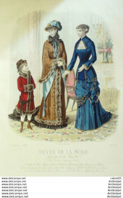 Gravure Mode La Gazette 1880 # 462 (Old Fashion plate)