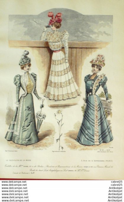 Gravure Mode Le Moniteur 1897 # 25 (Old Fashion plate)