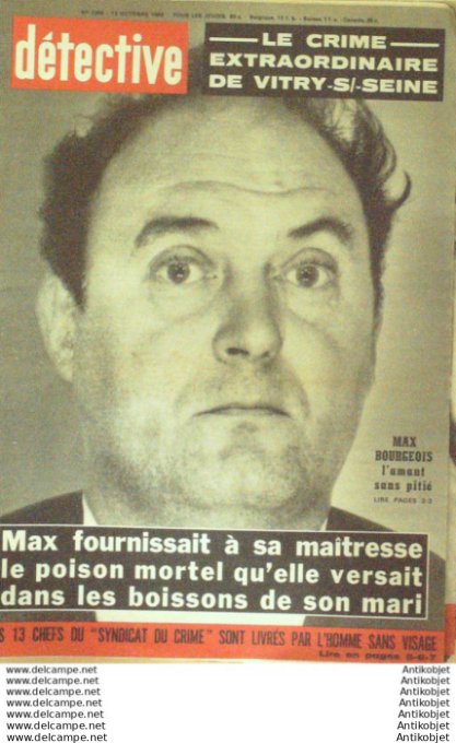 Détective 1966 # 1059 Aumerval Abbeville Arles Migné-Auxances Calais Vitry/Seine