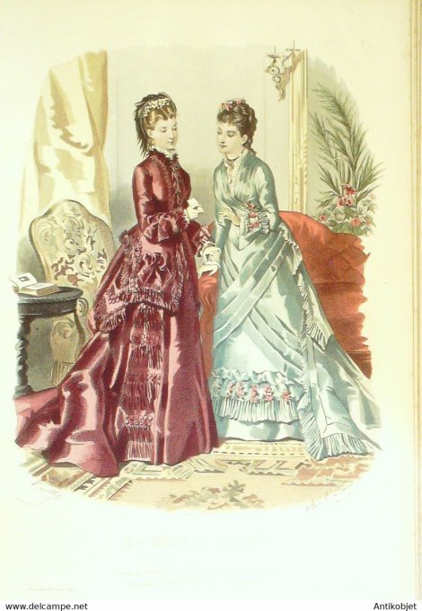 Gravure de mode La Mode illustrée 1876 n°09 (Maison Bréant-Castel)
