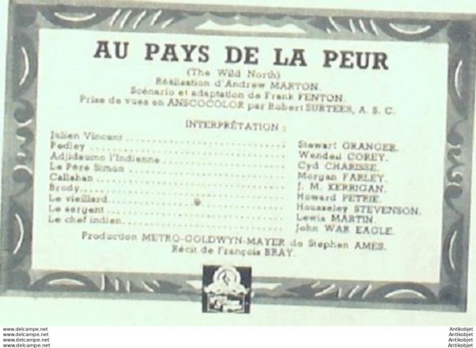 Au Pays De La Peur stewart Granger Cyd Charisse Lewis Martin