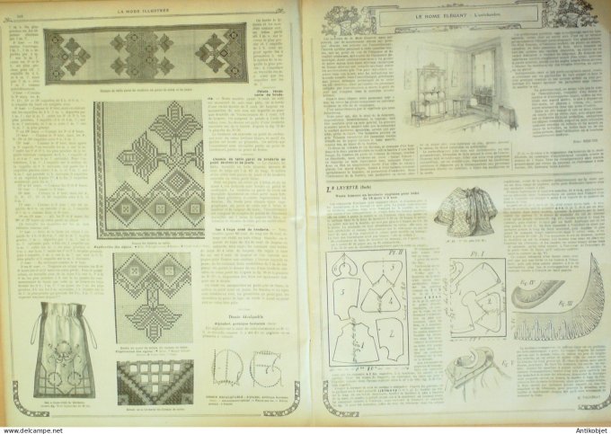 La Mode illustrée journal 1911 n° 33 Toilettes Costumes Passementerie