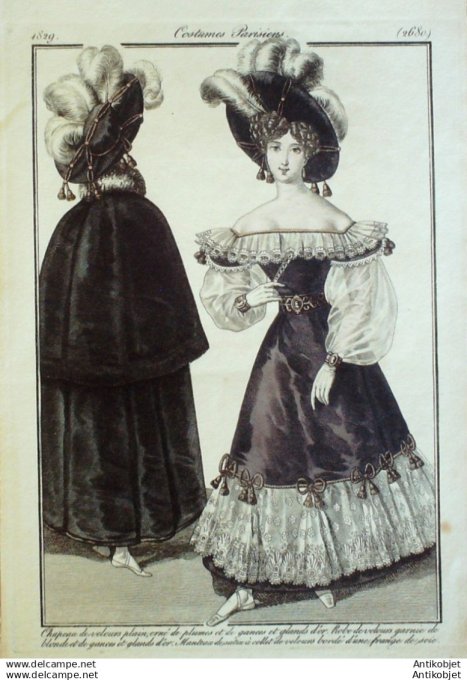 Gravure Mode Costume Parisien 1829 # 2680 (eau forte old Fashion plate