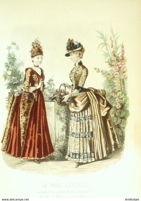 Gravure de mode La Mode illustrée 1885 n°33 (Maison Coussinet)