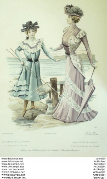 Gravure Mode La Gazette 1899 # 32 (Old Fashion plate) Maritime