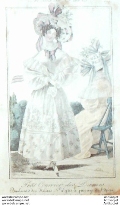 Gravure Mode Courrier des Dames 1828 #  670 (eau forte old Fashion plate)
