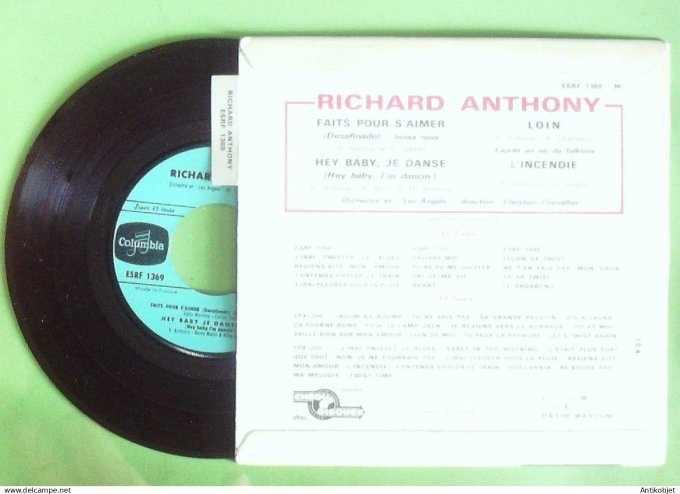 Anthony Richard 45T EP Faits pour s'aimer (languette) 1962