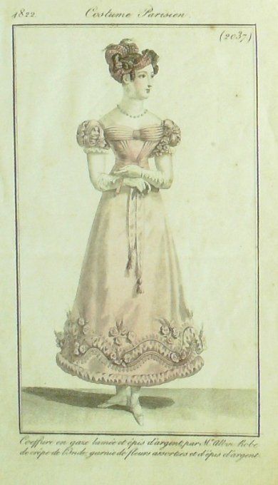 Gravure Mode Costume Parisien 1822 # 2037 (eau forte old Fashion plate