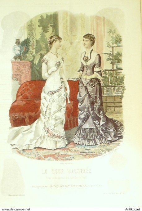 Gravure de mode La Mode illustrée 1880 n°50 (Maison Coussinet-Fladry)