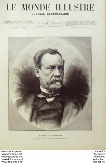 Le Monde illustré 1881 n°1290 Pasteur Théâtre Marigny Victor Cherruliez Sully Prudhomme