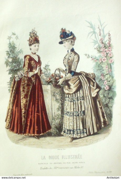 Gravure Mode illustree 1885 # 33 (Old Fashion plate)